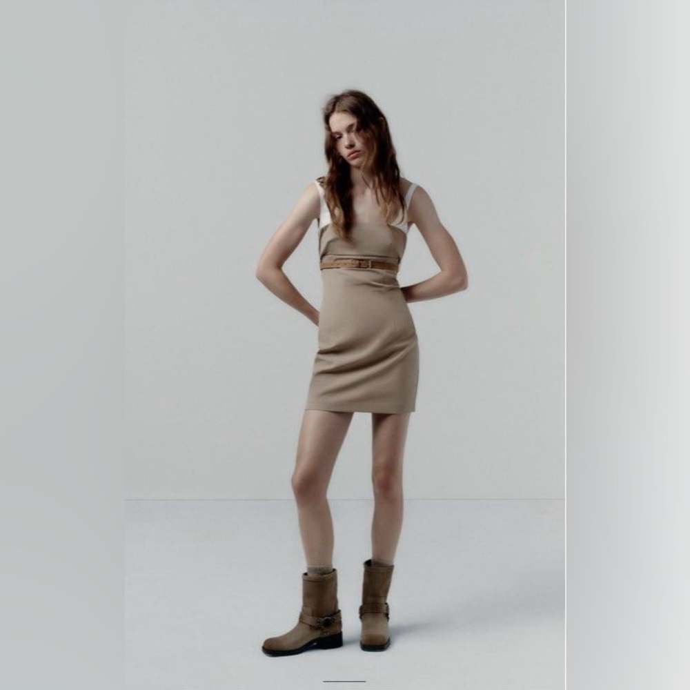 Viral Zara Camel Dress with Belt